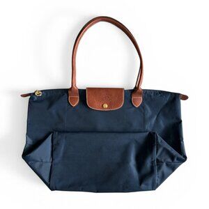 Longchamp Le Pliage Nylon Large Shoulder Bag Tote Travel Bag Navy
